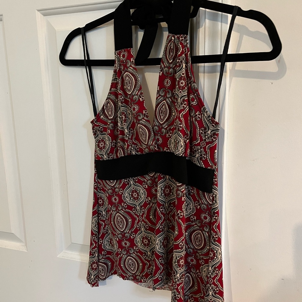 Lipstick Boutique Red and White Halter Tank Top